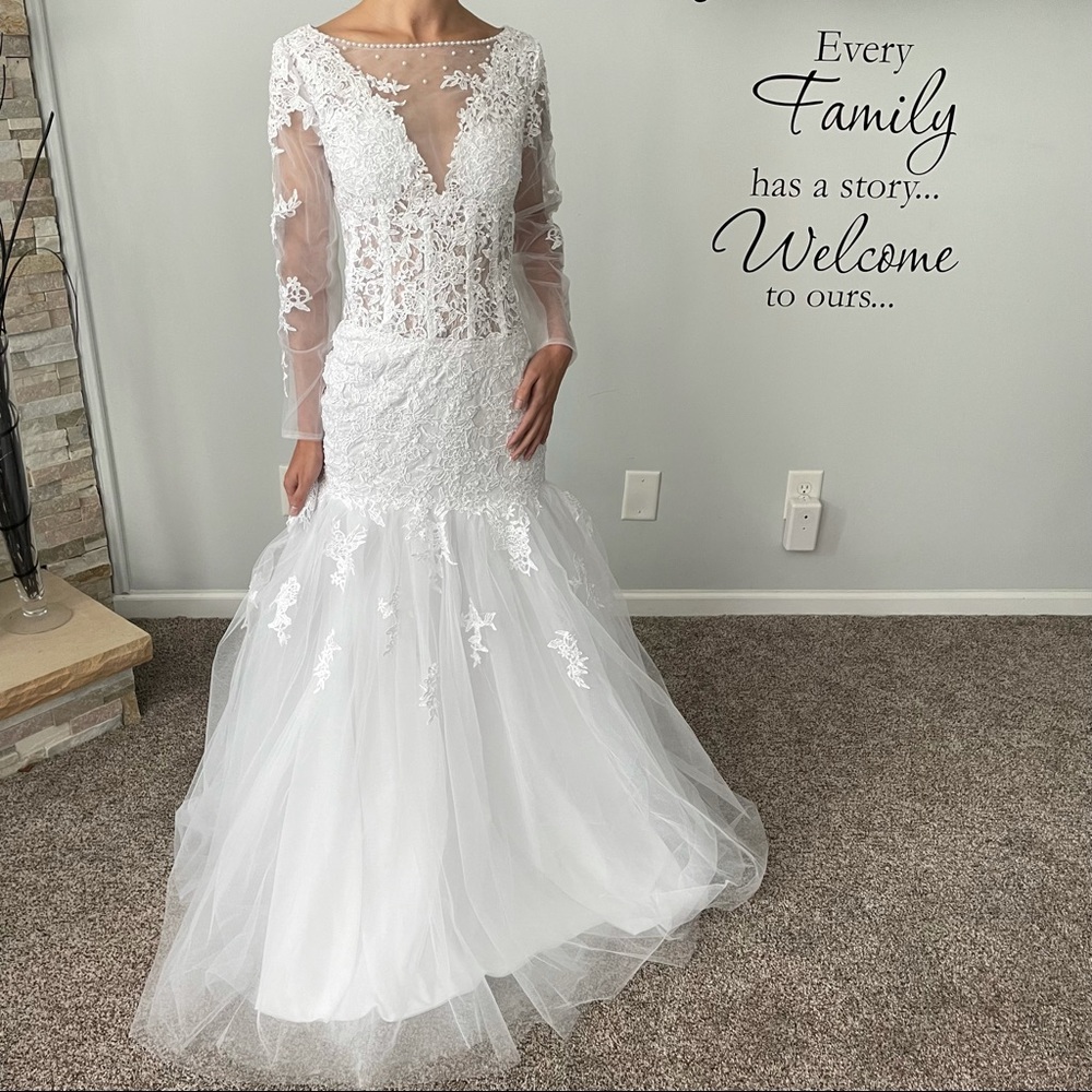 Trumpet/Mermaid V Neck Long Sleeve Wedding